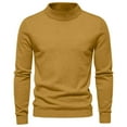 thumbnail image 1 of TFEOQRY Men's Mock Neck Sweater Solid Knitted Long Sleeve Pullover Fall Winter Thermal Basic Tops Yellow, 1 of 3