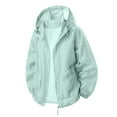 thumbnail image 1 of TFEOQRY Men's Packable Sun Protection Jacket Lightweight Drawstring Hooded Coat with Zipper Pockets Green, 1 of 7