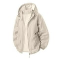 thumbnail image 1 of TFEOQRY Men's Packable Sun Protection Jacket Lightweight Drawstring Hooded Coat with Zipper Pockets Khaki, 1 of 5