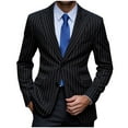 thumbnail image 1 of TFEOQRY Men's Pinstripe Blazer Double Buttons Long Sleeve Casual Wedding Prom Business Party Suit Jacket Black, 1 of 5