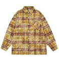 thumbnail image 1 of TFEOQRY Men's Plaid Print Shirt Long Sleeve Button Down Casual Distressed Patterned Shirt Jacket Yellow, 1 of 6