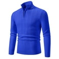 thumbnail image 1 of TFEOQRY Men's Quarter Zip Mock Neck Sweater Cable Knit Long Sleeve Pullover Fall Winter Warm Tops Blue, 1 of 8