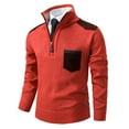 thumbnail image 1 of TFEOQRY Pullover Sweater for Men Loose Solid Color Knit Wear Long Sleeved Stand Up Collar Sweater Top Red, 1 of 8