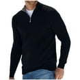 thumbnail image 1 of TFEOQRY Men's Quarter Zip Pullover Sweater Mock Neck Long Sleeve Knitted Sweater Fall Winter Warm Tops Black, 1 of 5