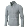 thumbnail image 1 of TFEOQRY Men's Quarter Zip Sweater Mock Neck Knitted Long Sleeve Textured Casual Pullover Fall Winter Warm Top Gray, 1 of 5