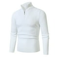 thumbnail image 1 of TFEOQRY Men's Quarter Zip Sweater Mock Neck Knitted Long Sleeve Textured Casual Pullover Fall Winter Warm Top White, 1 of 5
