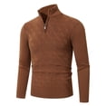 thumbnail image 1 of TFEOQRY Men's Quarter Zip Textured Knit Sweater Long Sleeve Geometric Pattern Pullover Fall Winter Warm Top Coffee, 1 of 6