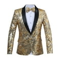 thumbnail image 1 of TFEOQRY Men's Sequin Blazer Floral Sparkle Suit Shiny Metallic Jacket Prom Party Banquet Celebration Outwear Gold, 1 of 7