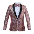 thumbnail image 1 of TFEOQRY Men's Sequin Blazer Floral Sparkle Suit Shiny Metallic Jacket Prom Party Banquet Celebration Outwear Pink, 1 of 6