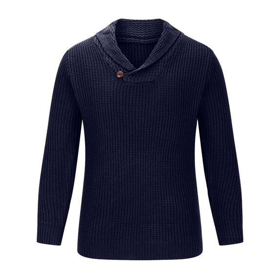 TFEOQRY Men's Shawl Collar Sweater Knitted Long Sleeve Solid Pullover Casual Fall Winter Warm Tops Dark Blue
