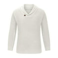 thumbnail image 1 of TFEOQRY Men's Shawl Collar Sweater Knitted Long Sleeve Solid Pullover Casual Fall Winter Warm Tops White, 1 of 4