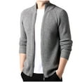 thumbnail image 1 of TFEOQRY Men's Stand Collar Cardigan Sweater Ribbed Knit Long Sleeve Full Zip Casual Outerwear Fall Winter Top Gray, 1 of 5