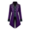 thumbnail image 1 of TFEOQRY Men's Steampunk Tailcoat Jacket Gothic Embroidered Frock Coat Party Performance Purple, 1 of 4