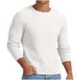 thumbnail image 1 of TFEOQRY Men's Textured Knit Sweater Crewneck Long Sleeve Soft Pullover Fall Winter Warm Tops White, 1 of 5