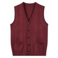thumbnail image 1 of TFEOQRY Men's Textured Knit Vest V Neck Button Down Sleeveless Pockets Casual Fall Winter Warm Tops Burgundy, 1 of 7