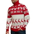 thumbnail image 1 of TFEOQRY Men's Turtleneck Christmas Sweater Knitted Long Sleeve Pullover Casual Fall Winter Thermal Tops Red, 1 of 4