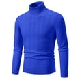 thumbnail image 1 of TFEOQRY Men's Turtleneck Sweater Cable Knit Pattern Long Sleeve Pullover Fall Winter Warm Tops with Ribbing Edge Blue, 1 of 7