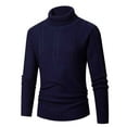 thumbnail image 1 of TFEOQRY Pullover Sweater for Men Solid Color Thermal Knitwear Long Sleeved Turtleneck Sweater Top Dark Blue, 1 of 2
