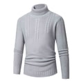thumbnail image 1 of TFEOQRY Men's Turtleneck Sweater Cable Knit Textured Long Sleeve Casual Pullover Fall Winter Warm Top Gray, 1 of 6