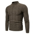 thumbnail image 1 of TFEOQRY Men's Turtleneck Sweater Cable Knitted Pullover Sweaters Fall Winter Warm Solid Color Tops Coffee, 1 of 6