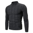 thumbnail image 1 of TFEOQRY Men's Turtleneck Sweater Cable Knitted Pullover Sweaters Fall Winter Warm Solid Color Tops Dark Gray, 1 of 6