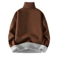 thumbnail image 1 of TFEOQRY Men's Turtleneck Sweater Loose Thickened Thermal Knitted Long Sleeve Pullover Casual Fall Winter Warm Tops Coffee, 1 of 5