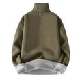 thumbnail image 1 of TFEOQRY Men's Turtleneck Sweater Loose Thickened Thermal Knitted Long Sleeve Pullover Casual Fall Winter Warm Tops Olive Green, 1 of 5