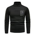 thumbnail image 1 of TFEOQRY Men's Turtleneck Sweater Pocket Pattern Long Sleeve Casual Pullover Fall Winter Warm Top Black, 1 of 5