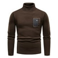 thumbnail image 1 of TFEOQRY Men's Turtleneck Sweater Pocket Pattern Long Sleeve Casual Pullover Fall Winter Warm Top Coffee, 1 of 5
