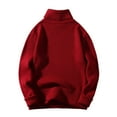 thumbnail image 1 of TFEOQRY Men's Turtleneck Sweater Ribbed Knit Long Sleeve Loose Casual Pullover Fall Winter Warm Top Burgundy, 1 of 5