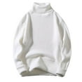 thumbnail image 1 of TFEOQRY Men's Turtleneck Sweater Ribbed Knit Long Sleeve Loose Casual Pullover Fall Winter Warm Top White, 1 of 9