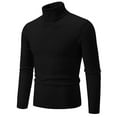 thumbnail image 1 of TFEOQRY Men's Turtleneck Sweater Solid Cable Knit Long Sleeve Casual Pullover Fall Winter Warm Tops Black, 1 of 6