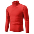 thumbnail image 1 of TFEOQRY Men's Turtleneck Sweater Solid Color Knitted Long Sleeve Casual Pullover Fall Winter Warm Basic Top Red, 1 of 5