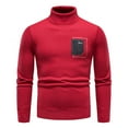 thumbnail image 1 of TFEOQRY Men's Turtleneck Sweater Solid Color Knitted Long Sleeve Casual Pullover Fall Winter Warm Top Red, 1 of 5