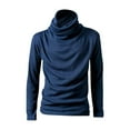 thumbnail image 1 of TFEOQRY Men's Turtleneck Sweater Solid Color Long Sleeve Knitted Pullover Fall Winter Warm Basic Tops Blue, 1 of 9