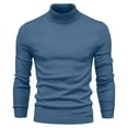 thumbnail image 1 of TFEOQRY Men's Turtleneck Sweater Solid Color Long Sleeve Pullover Casual Fall Winter Warm Basic Tops Blue, 1 of 4