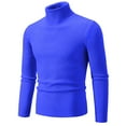 thumbnail image 1 of TFEOQRY Men's Turtleneck Sweater Solid Ribbed Knitted Long Sleeve Casual Pullover Fall Winter Warm Basic Top Blue, 1 of 2