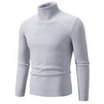 thumbnail image 1 of TFEOQRY Men's Turtleneck Sweater Solid Ribbed Knitted Long Sleeve Casual Pullover Fall Winter Warm Basic Top Gray, 1 of 2