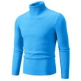 thumbnail image 1 of TFEOQRY Men's Turtleneck Sweater Solid Ribbed Knitted Long Sleeve Casual Pullover Fall Winter Warm Basic Top Sky Blue, 1 of 2