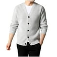 thumbnail image 1 of TFEOQRY Men's V Neck Cardigan Button Down Ribbed Knit Long Sleeve Solid Casual Outerwear Fall Winter Top Gray, 1 of 6
