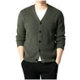 thumbnail image 1 of TFEOQRY Men's V Neck Cardigan Button Down Ribbed Knit Long Sleeve Solid Casual Outerwear Fall Winter Top Green, 1 of 6