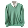 thumbnail image 1 of TFEOQRY Men's V Neck Sweater Lightweight Knit Long Sleeve Solid Color Casual Pullover Fall Winter Top Green, 1 of 5