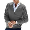 thumbnail image 1 of TFEOQRY Men's V Neck Sweater Textured Knitted Long Sleeve Solid Pullover Casual Fall Winter Warm Thermal Tops Gray, 1 of 6