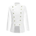 thumbnail image 1 of TFEOQRY Men's Vintage Jacket Long Sleeve Stand Collar Double Breasted Blazer Solid Color Coat White, 1 of 6