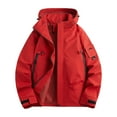 thumbnail image 1 of TFEOQRY Men's Windbreaker Jacket Hooded Loose Lightweight Zip Warm Fall Winter Hiking Camping Coat Red, 1 of 7