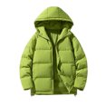 thumbnail image 1 of TFEOQRY Men's Winter Cotton Hooded Padded Coat Solid Color Zipper Long Sleeve Parkas Coat Green, 1 of 4