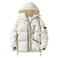 thumbnail image 1 of TFEOQRY Men's Winter Hooded Padded Coats Fashionable Thickened Thermal Solid Color Long Sleeve Heavy Coat Zipper Casual Outcoat Beige, 1 of 8