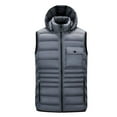 thumbnail image 1 of TFEOQRY Men's Winter Thermal Vest Hooded Button Tank with Pockets Stand Collar Zipper Top Sleeveless Padded Jacket Gray, 1 of 8