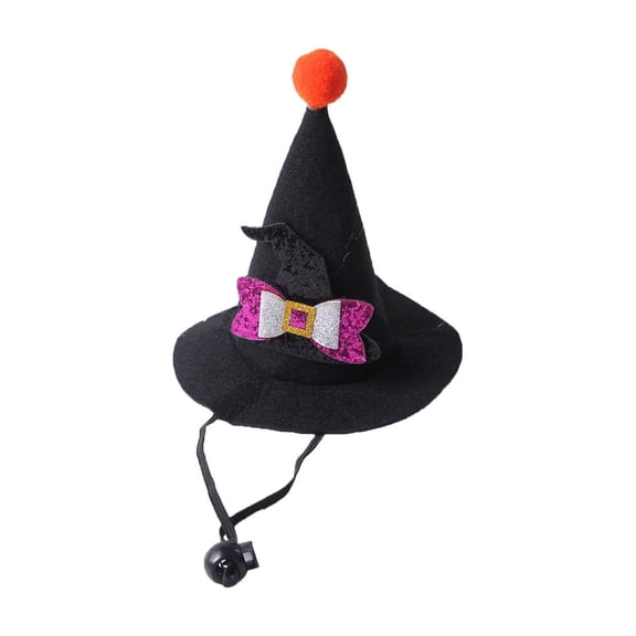 Deeceymbur Mini Black Cone Witch Hat with Bow for Cats Dogs Halloween Costume Party Photo Accessory