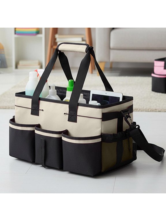 Multifunctional Canvas Cleaning Tool Caddy Bag Handle Crossbody Utility Storage Tote